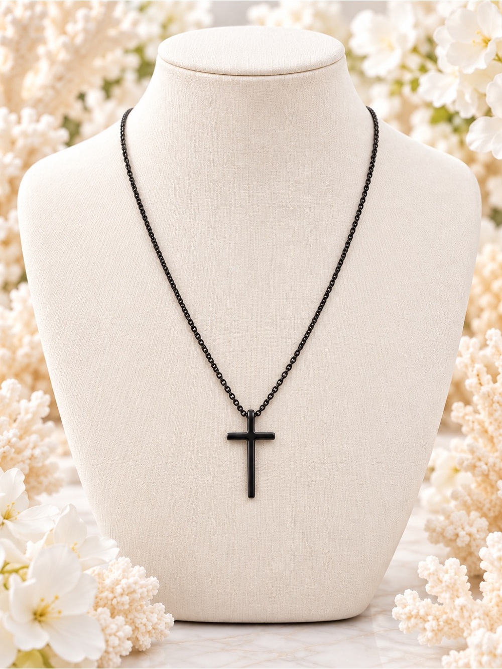 Black Cross Pendant Necklace - Women Jewelry